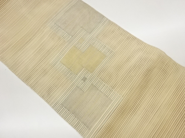 絽綴れ変わり格子模様織出し名古屋帯